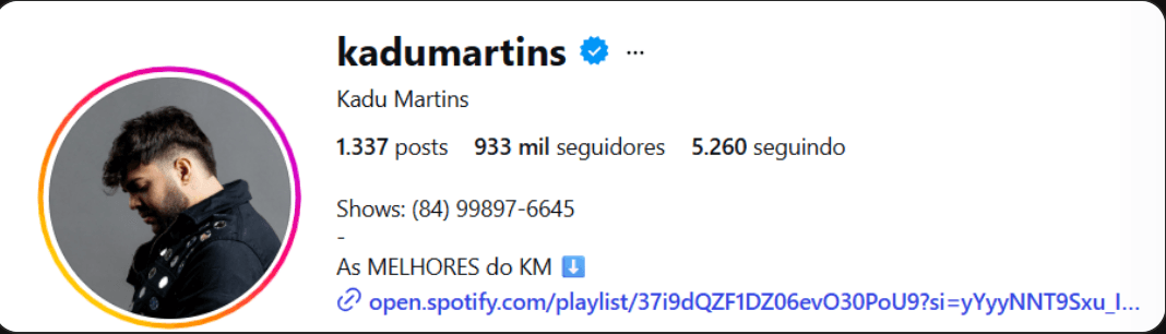 Perfil Instagram Kadu Martins